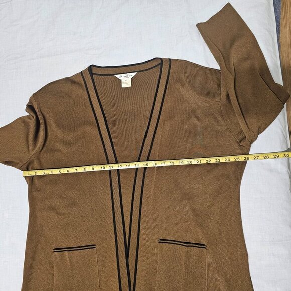 Exclusively Misook Women Open Knit Tailored Jacket Size 2X Brown - Picture 10 of 12